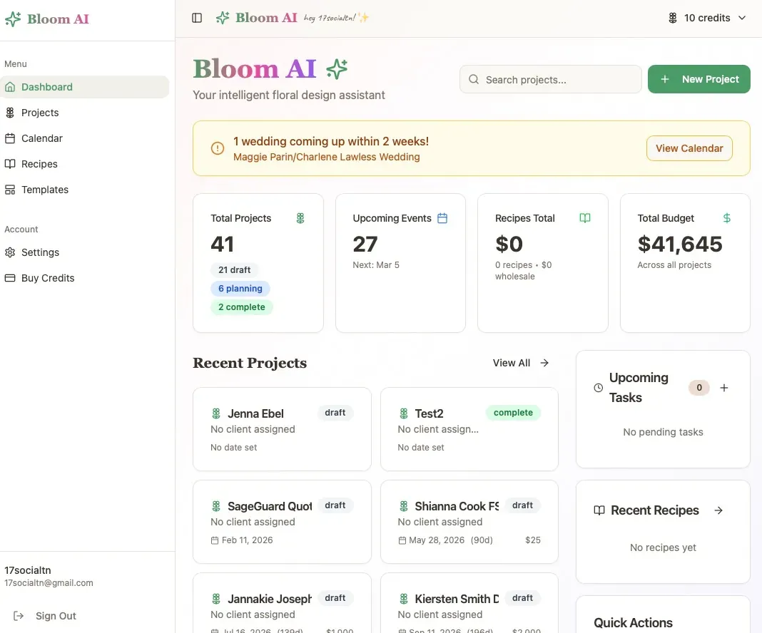 Floral wholesale assistant interface